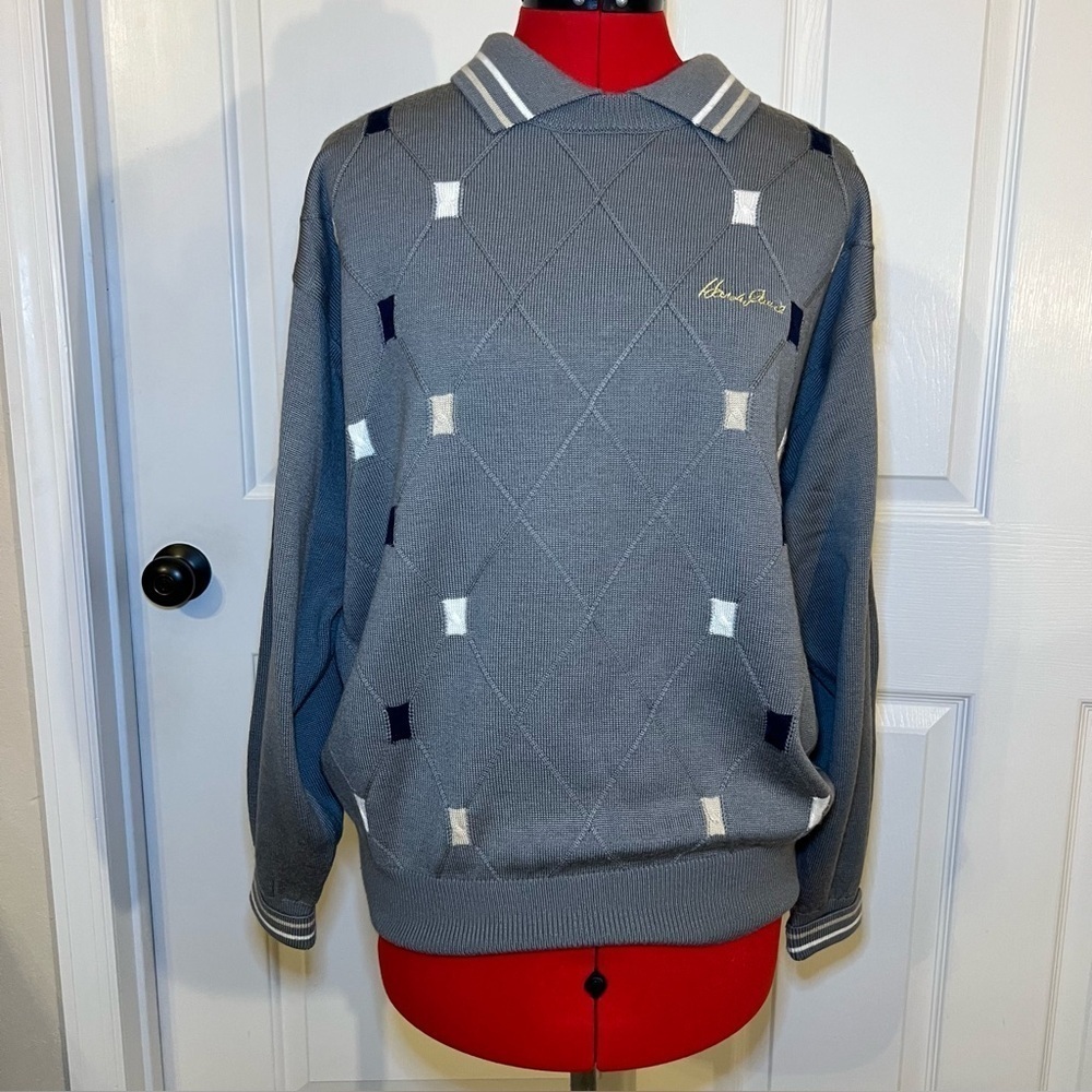 Hardy Amies Sport Wool Blend Pullover Collared Knit Sweater Mens Size 6 Large